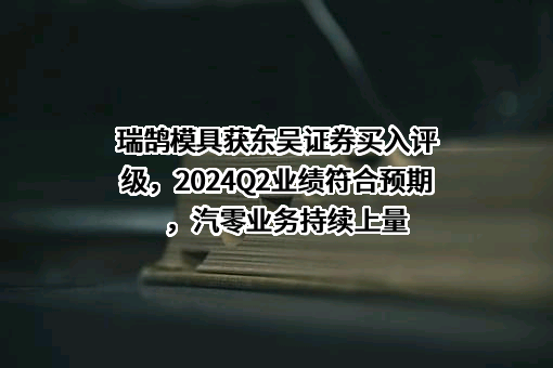 瑞鹄模具获东吴证券买入评级，2024Q2业绩符合预期，汽零业务持续上量