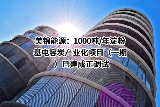 美锦能源：1000吨/年淀粉基电容炭产业化项目（一期）已建成正调试