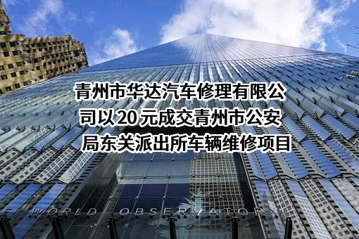 青州市华达汽车修理有限公司以 20 元成交青州市公安局东关派出所车辆维修项目