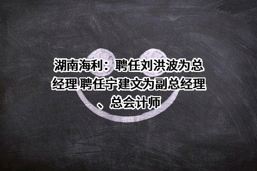 湖南海利：聘任刘洪波为总经理 聘任宁建文为副总经理、总会计师