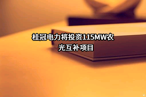 桂冠电力将投资115MW农光互补项目