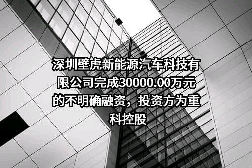 深圳壁虎新能源汽车科技有限公司完成30000.00万元的不明确融资，投资方为重科控股